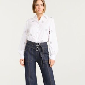 Cinq A Sept Crystal Dot Tianna Top Blouse Sz  Small NWT